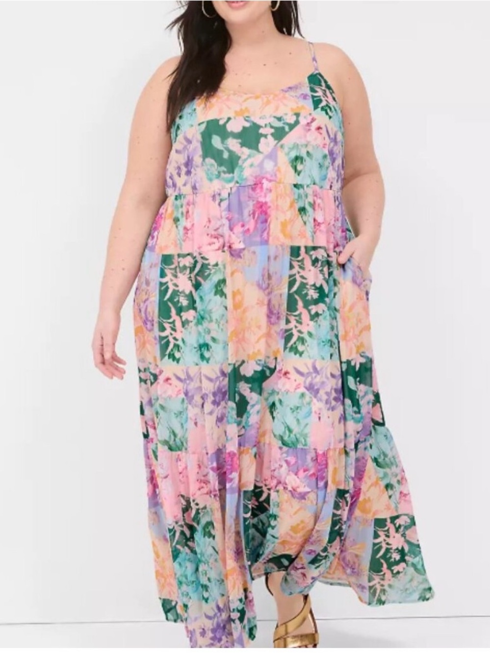 Lane Bryant Patchwork Maxi Dress size 14